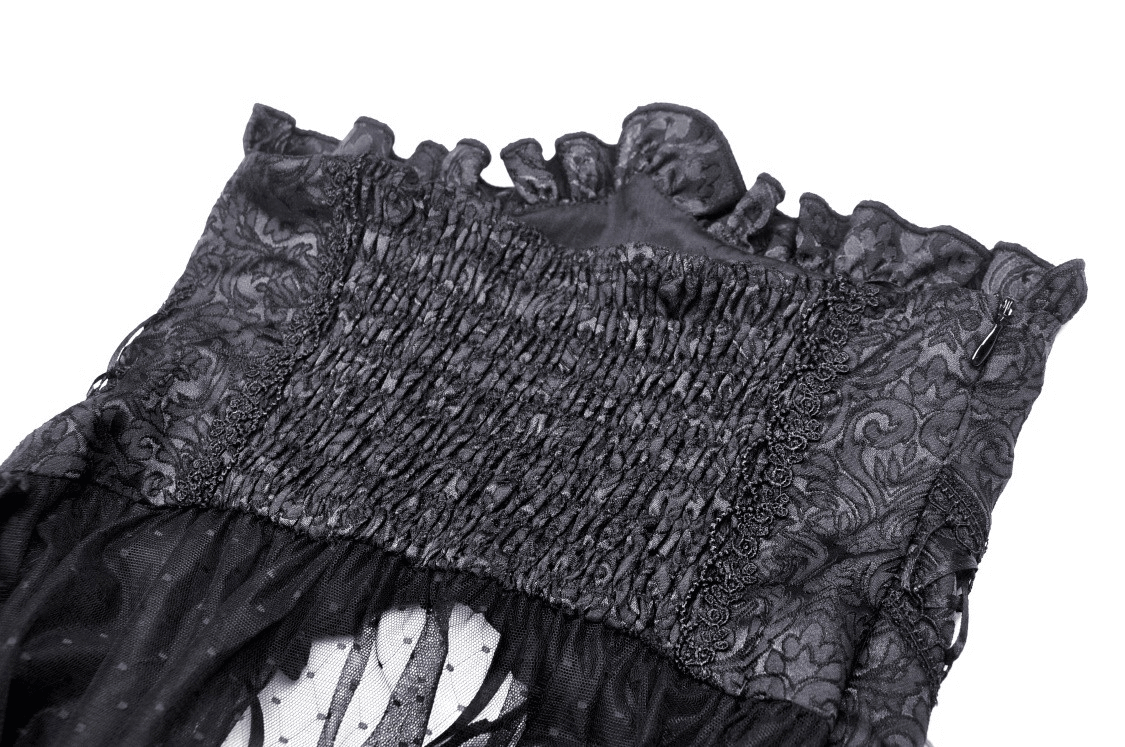 Gothic Mesh Skirt with Corset-Style Belt for Women