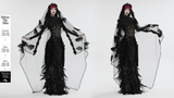 Gothic Mesh Veil with Feather and Rose Accents
