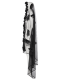 Gothic Mesh Veil with Feather and Rose Accents