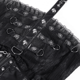 Gothic Mini Dress with Lace-Up Back and Mesh Layering