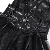 Gothic Mini Dress with Lace-Up Back and Mesh Layering