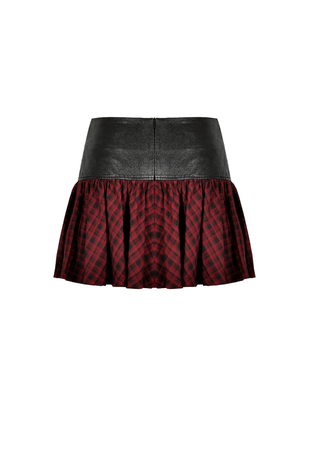 Gothic Mini Skirt in Red and Black Tartan with Belt Detail