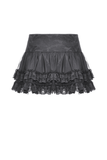 Gothic Mini Skirt with Lace Trim and Cross Embellishment