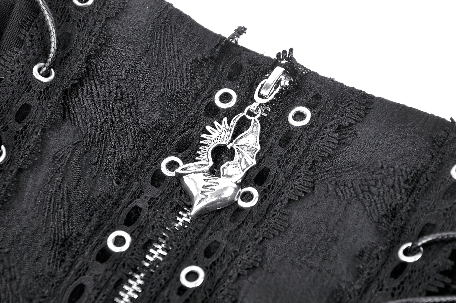 Gothic Mini Skirt with Lace Trim and Cross Embellishment