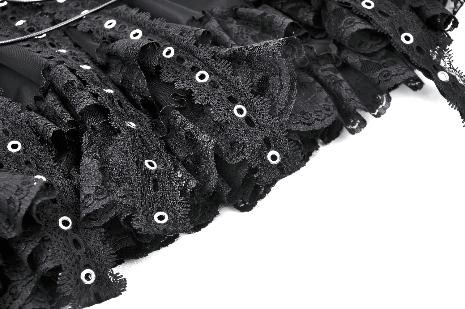 Gothic Mini Skirt with Lace Trim and Cross Embellishment