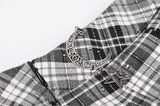 Gothic Mini Skirt with Pleats in Black and White Plaid