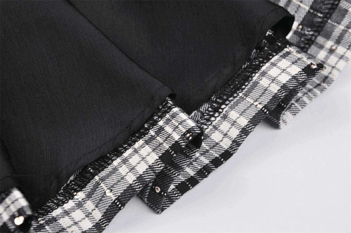 Gothic Mini Skirt with Pleats in Black and White Plaid