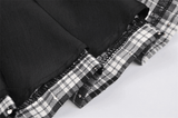 Gothic Mini Skirt with Pleats in Black and White Plaid