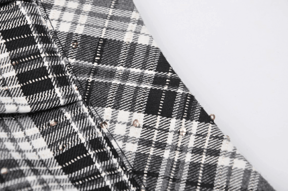 Gothic Mini Skirt with Pleats in Black and White Plaid