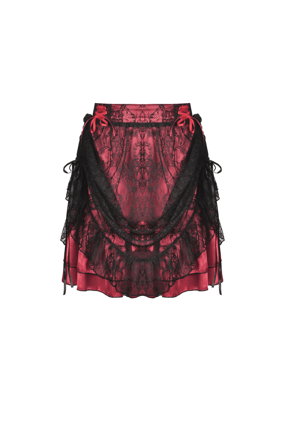 Gothic Mini Skirt with Victorian-Inspired Lace Overlay