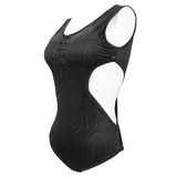 Gothic One-Piece Swimsuit: Sleeveless Zipper and Spikes