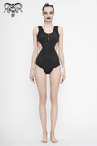 Gothic One-Piece Swimsuit: Sleeveless Zipper and Spikes