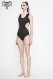 Gothic One-Piece Swimsuit: Sleeveless Zipper and Spikes