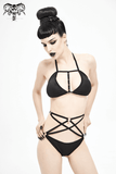 Gothic Pentagram Bikini: Black Set / Adjustable Straps