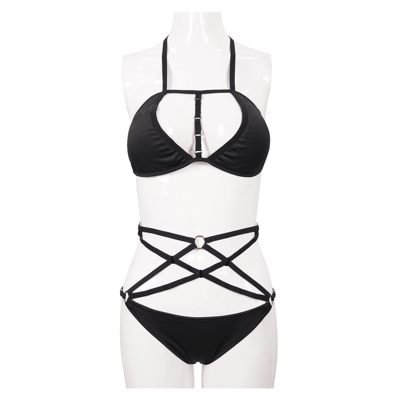 Gothic Pentagram Bikini: Black Set / Adjustable Straps