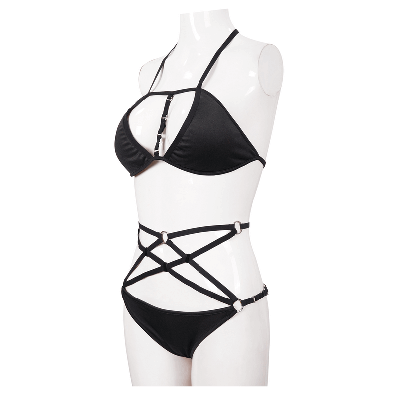 Gothic Pentagram Bikini: Black Set / Adjustable Straps