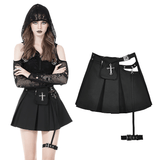 Gothic Pleated Mini Skirt for Women with Cross-Detail