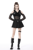 Gothic Pleated Mini Skirt for Women with Cross-Detail