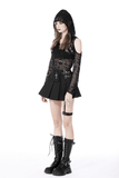 Gothic Pleated Mini Skirt for Women with Cross-Detail