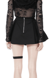 Gothic Pleated Mini Skirt for Women with Cross-Detail