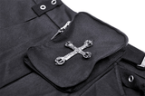 Gothic Pleated Mini Skirt for Women with Cross-Detail