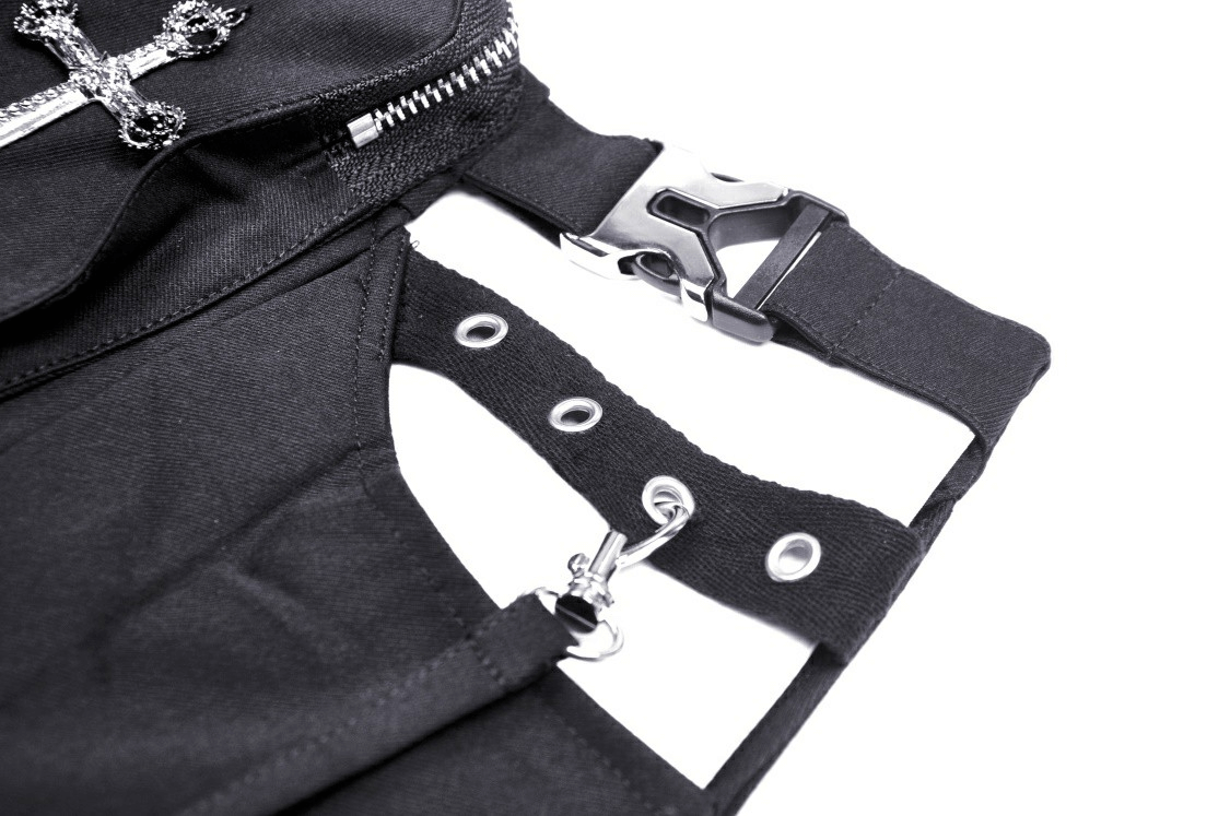 Gothic Pleated Mini Skirt for Women with Cross-Detail