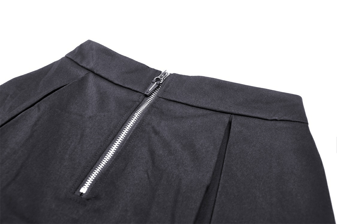 Gothic Pleated Mini Skirt for Women with Cross-Detail