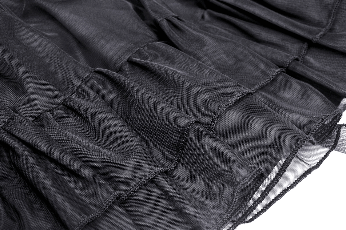 Gothic Pleated Skirt for Women with Studs and Chains