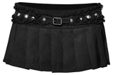 Gothic Pleated Skirt with Intricate Lace and Buckle Accents