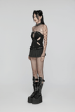 Gothic Pleated Skirt with Intricate Lace and Buckle Accents