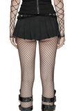 Gothic Pleated Skirt with Intricate Lace and Buckle Accents