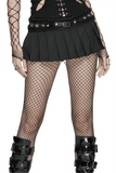 Gothic Pleated Skirt with Intricate Lace and Buckle Accents