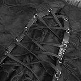 Gothic Punk Black Ripped Dress with Long Gloves