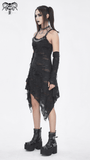 Gothic Punk Black Ripped Dress with Long Gloves