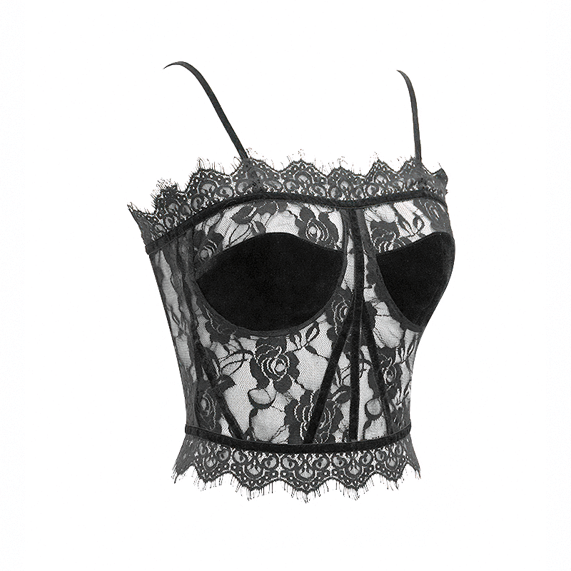 Gothic Punk Corset / Sexy See-Through Black Outfit