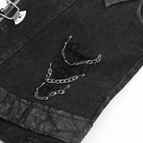 Gothic Punk Men's Vest with Buckles and Chain Accents
