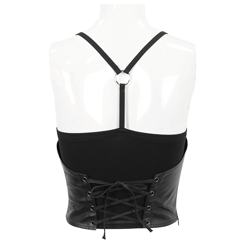 Gothic Punk Spaghetti Strap Camis with Lace-up