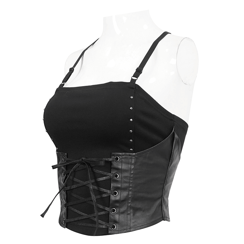 Gothic Punk Spaghetti Strap Camis with Lace-up