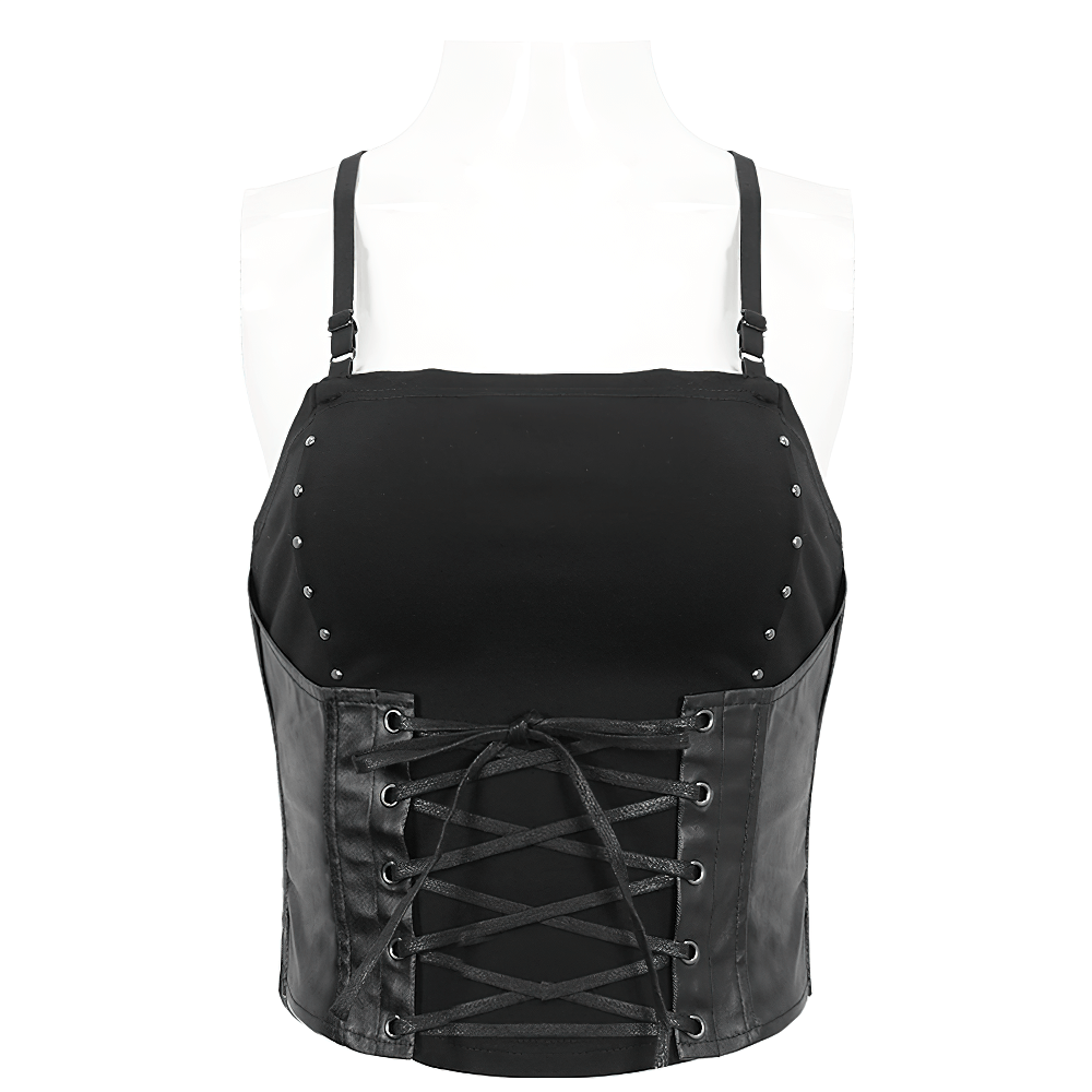 Gothic Punk Spaghetti Strap Camis with Lace-up