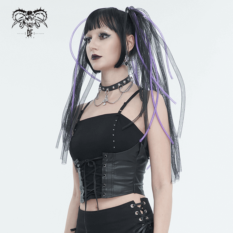 Gothic Punk Spaghetti Strap Camis with Lace-up
