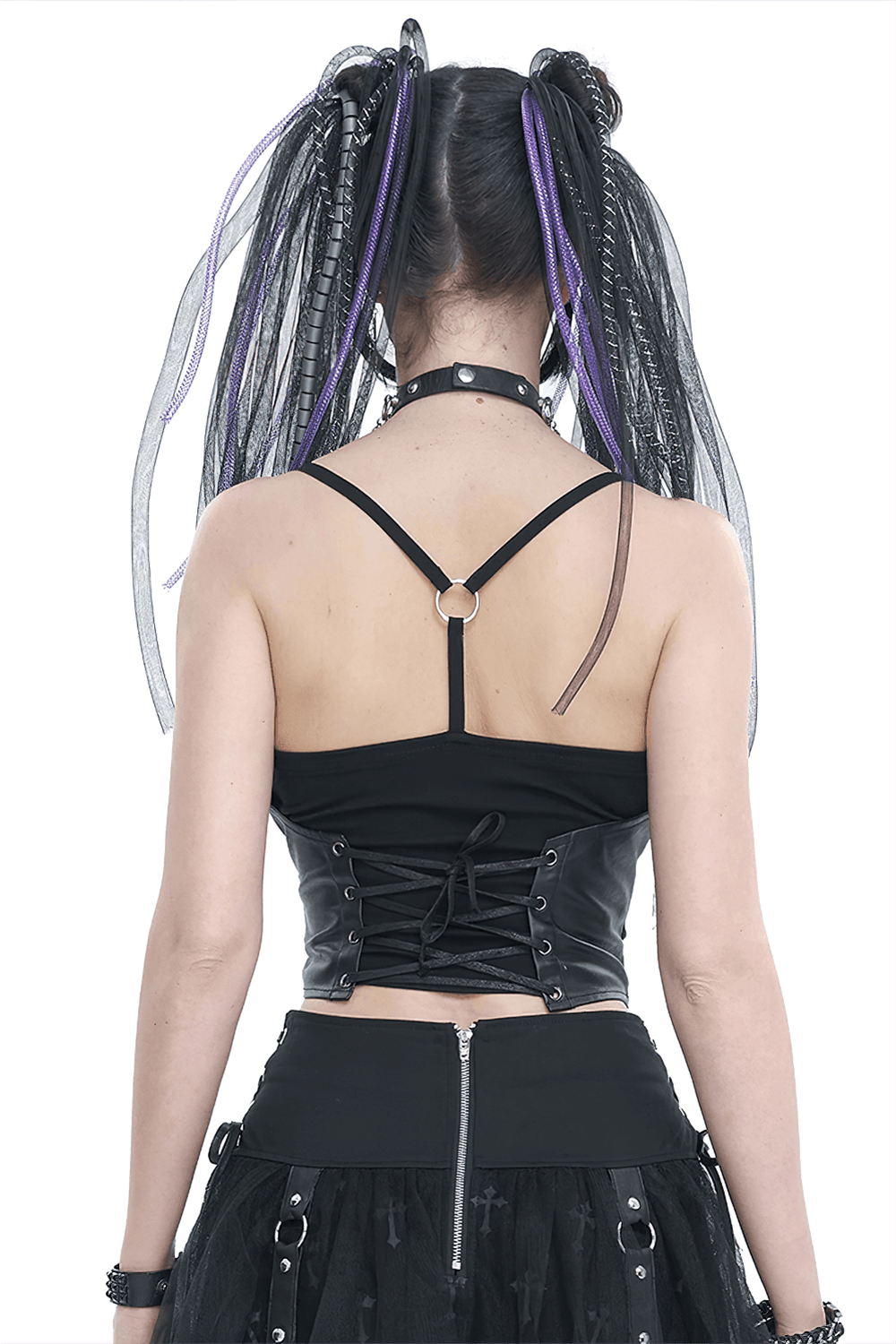 Gothic Punk Spaghetti Strap Camis with Lace-up