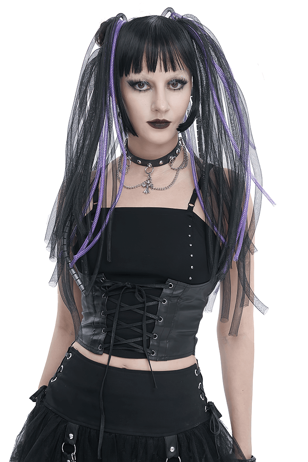 Gothic Punk Spaghetti Strap Camis with Lace-up