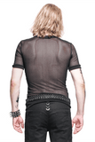 Gothic Sheer Mesh Tee / Fitted Black Elastic T-Shirt