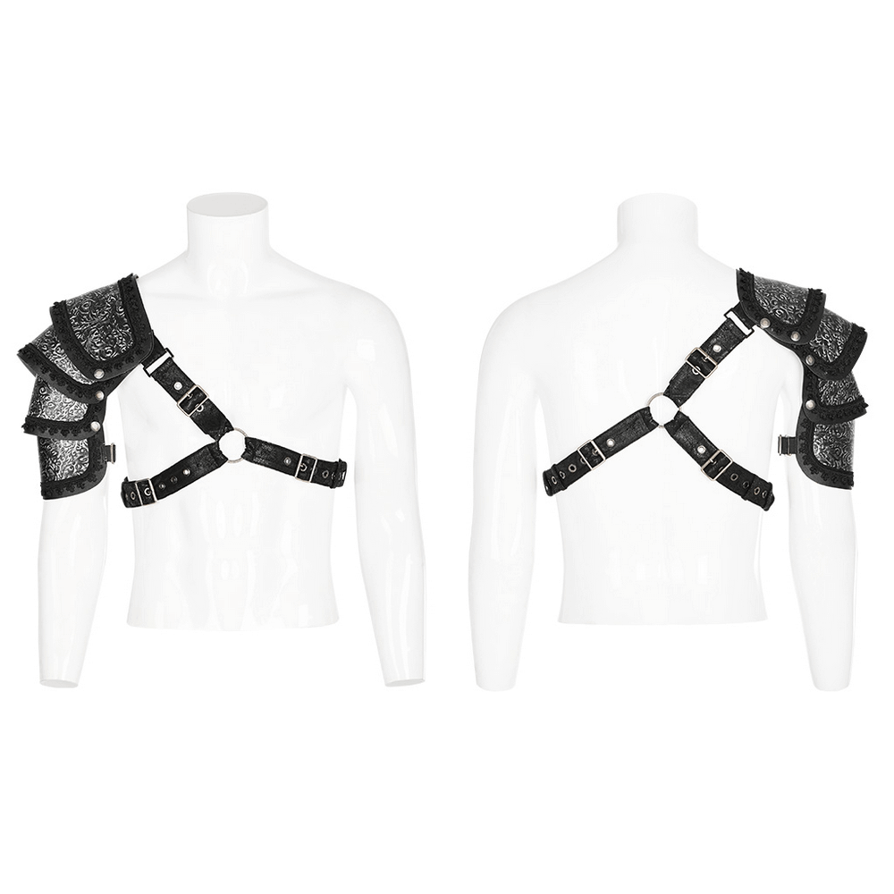 Gothic Shoulder Guard in Embossed Leather for Men
