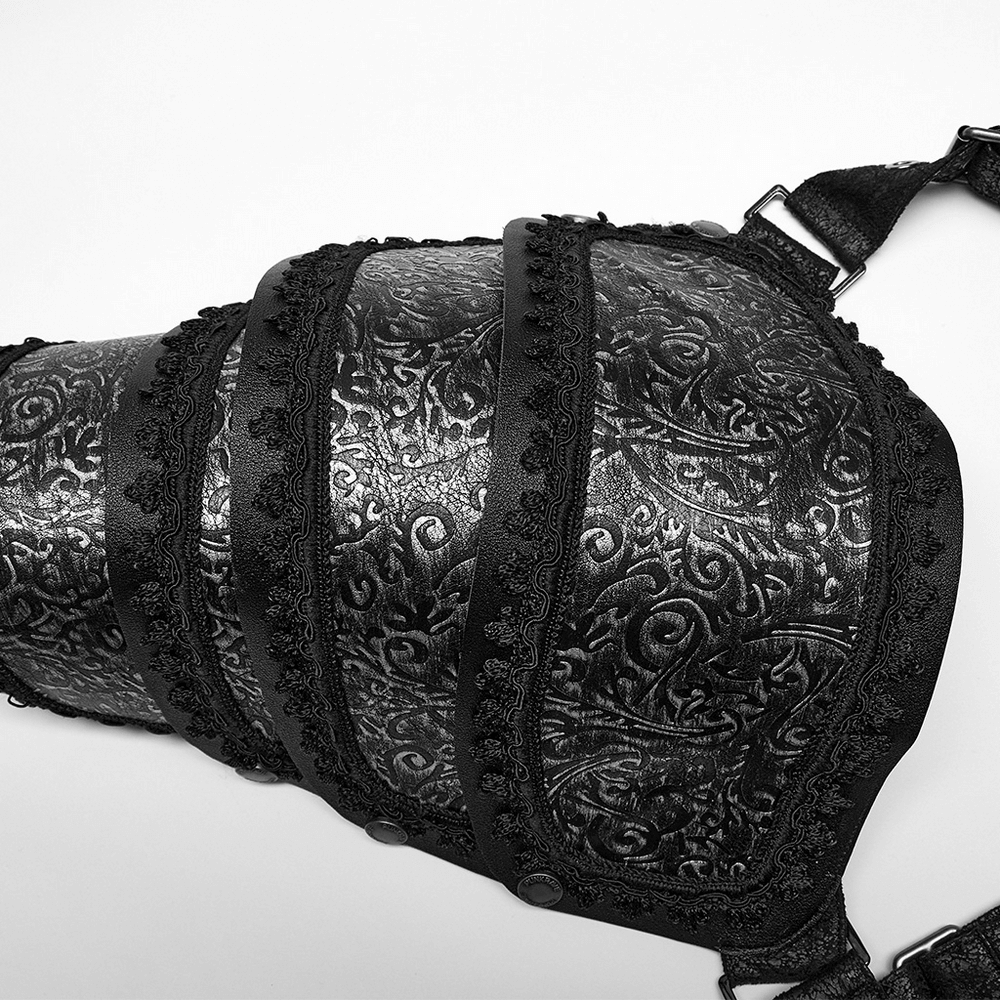 Gothic Shoulder Guard in Embossed Leather for Men