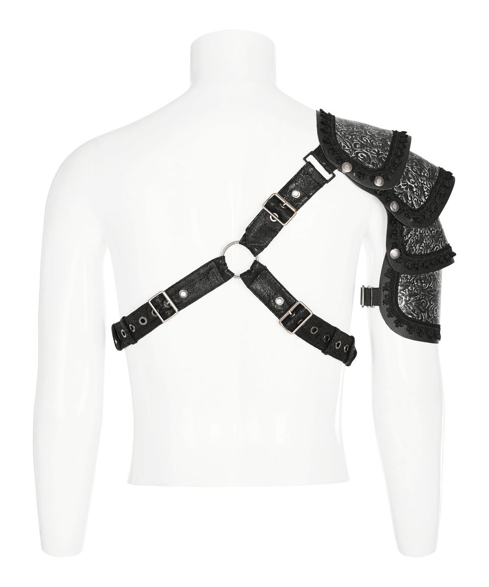 Gothic Shoulder Guard in Embossed Leather for Men