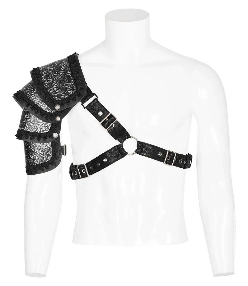 Gothic Shoulder Guard in Embossed Leather for Men