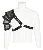 Gothic Shoulder Guard in Embossed Leather for Men