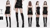 Gothic Skirt with Ruffles and Removable Leather Belts