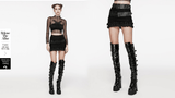 Gothic Skirt with Ruffles and Removable Leather Belts